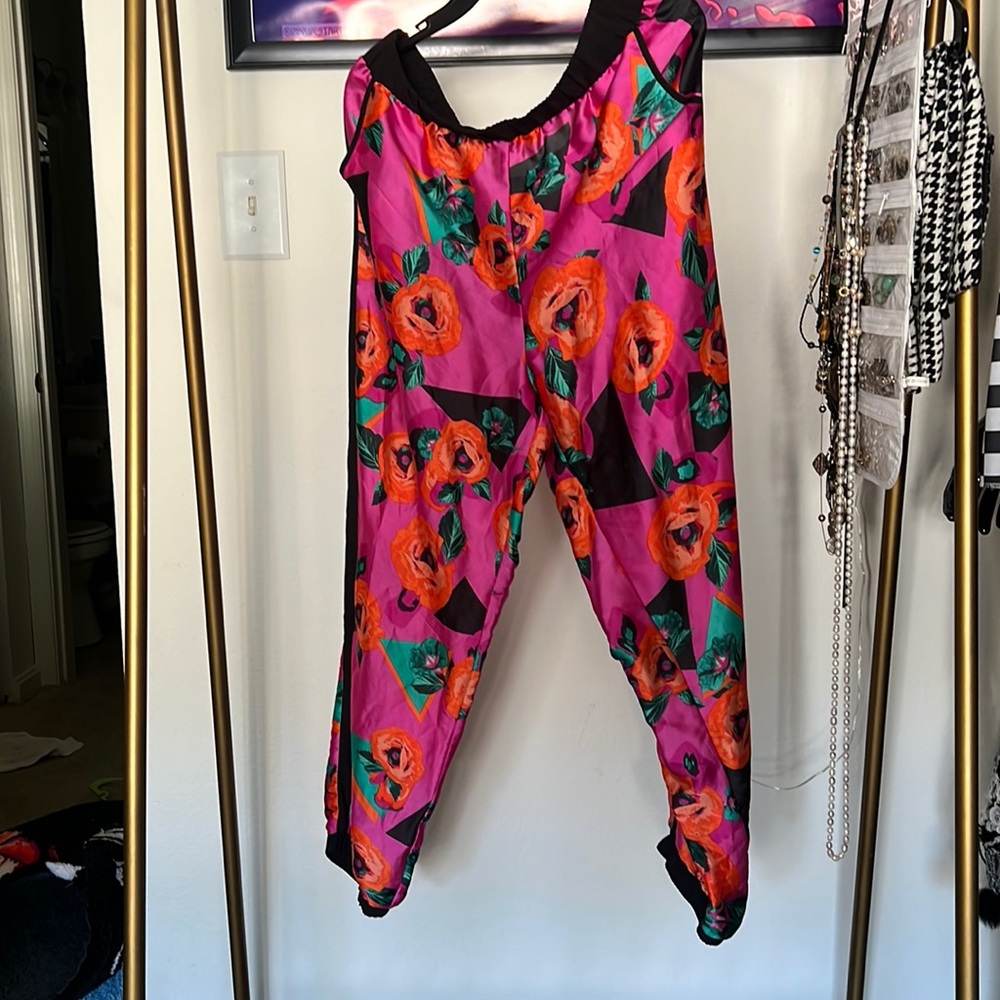 100% polyester size XL floral print pants